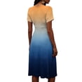thumbnail image 6 of Laqbezok Smocked High Waist Short Sleeve Dress, Trendy Ombre Gradient Print A-Line Midi Dress, Casual V-Neck Fashion Summer Sun Dress, 6 of 6
