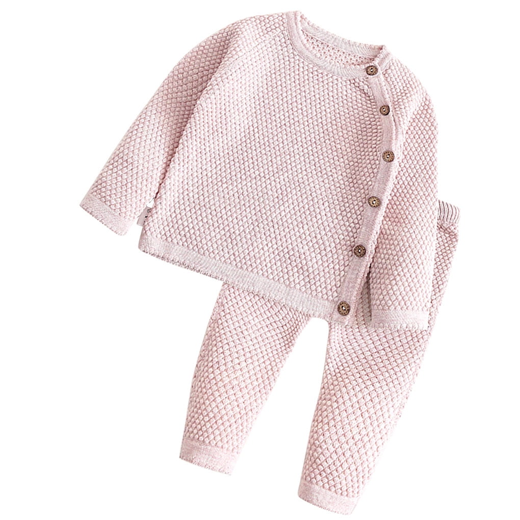 Baby Sweater Suit Cotton Long Sleeve Infant Pajamas Clothes Outfit 90cm Apricot Walmart Com