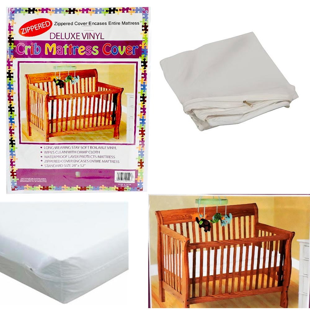 Crib Mattress Cover Waterproof Toddler Crib Mattress Pad Protector Crib Sheet Protective Sheet for Boys and Girls White, Crib 28''x 52'' 