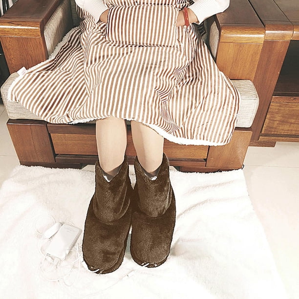 con calefacción suave USB, , cálido, invierno, botas de nieve eléctrica oficina, botas de doméstico para mujer y Café Yinane Botas calefactoras