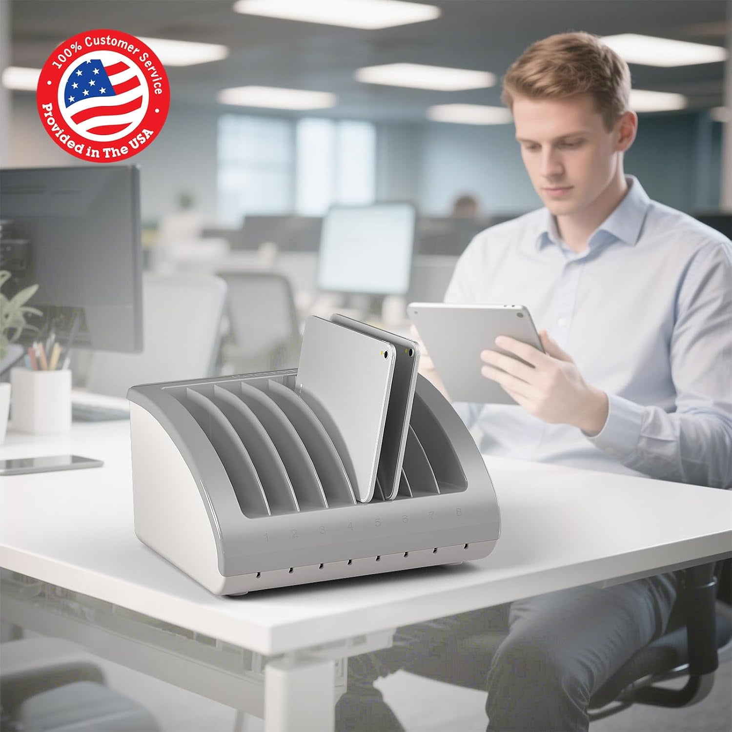 Pochar 8 Device Laptops Charging Station for Multiple Devices, Ideal for Schools Office