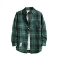 thumbnail image 1 of Chemise Homme Chemise Décontractée Imprimée à Manches Longues Col à Revers Chemise à Carreaux Rayée T-Shirt Homme Vert TTTTG, 1 of 3