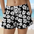 thumbnail image 2 of felwors Women's Palm Tree Print Shorts Elastic Drawstring Waist Summer Beach Vacation Casual Shorts with Pockets (Black, XXL), 2 of 5