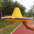 thumbnail image 3 of Sombrero de rafia de ala ancha para adultos y niños, gorro de paja Natural, Panamá, Cosplay de baile de verano, protector solar, 3 of 4