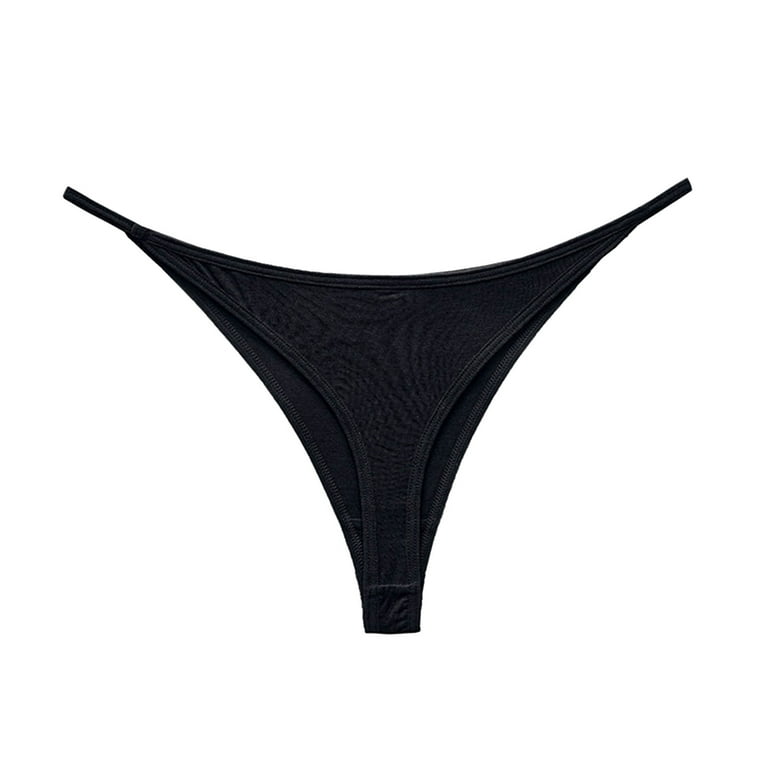 zuwimk Womens Thong Underwear,Women's High Waisted Cotton Underwear Soft  Breathable Panties Stretch Briefs Black,L