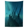 thumbnail image 3 of Ambesonne Underwater Tablecloth Rectangular Table Cover, Dolphins Ship Sea, 60"x90", Slate Blue Pale Blue, 3 of 4