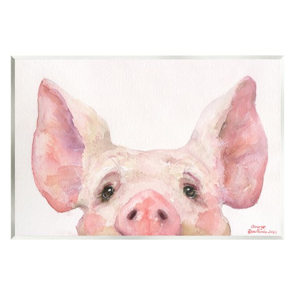 Stupell Industries Piglet Peeking Portrait Animals & Insects Painting Unframed Art Print Wall Art, 15 x 10