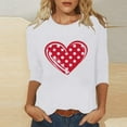 thumbnail image 1 of Ailaofu T-Shirts de la Saint-Valentin à Manches 3/4 Col Rond pour Femmes avec Imprimé Cœur Graphique, 1 of 5