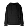thumbnail image 4 of Kaprioy Womens Hoodies Casual Long Sleeve Drawstring Waffle Pullover Tops Loose Hooded Sweatshirt with Pocket Fall Fashion Clothing Black, XXL, 4 of 7