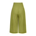 thumbnail image 5 of Stephy Women's Fashionable Cotton and Linen Solid Color Elastic Waist Three Quarter High Waist Casual Pants and Sports Pants, Green, 3XL, 5 of 5