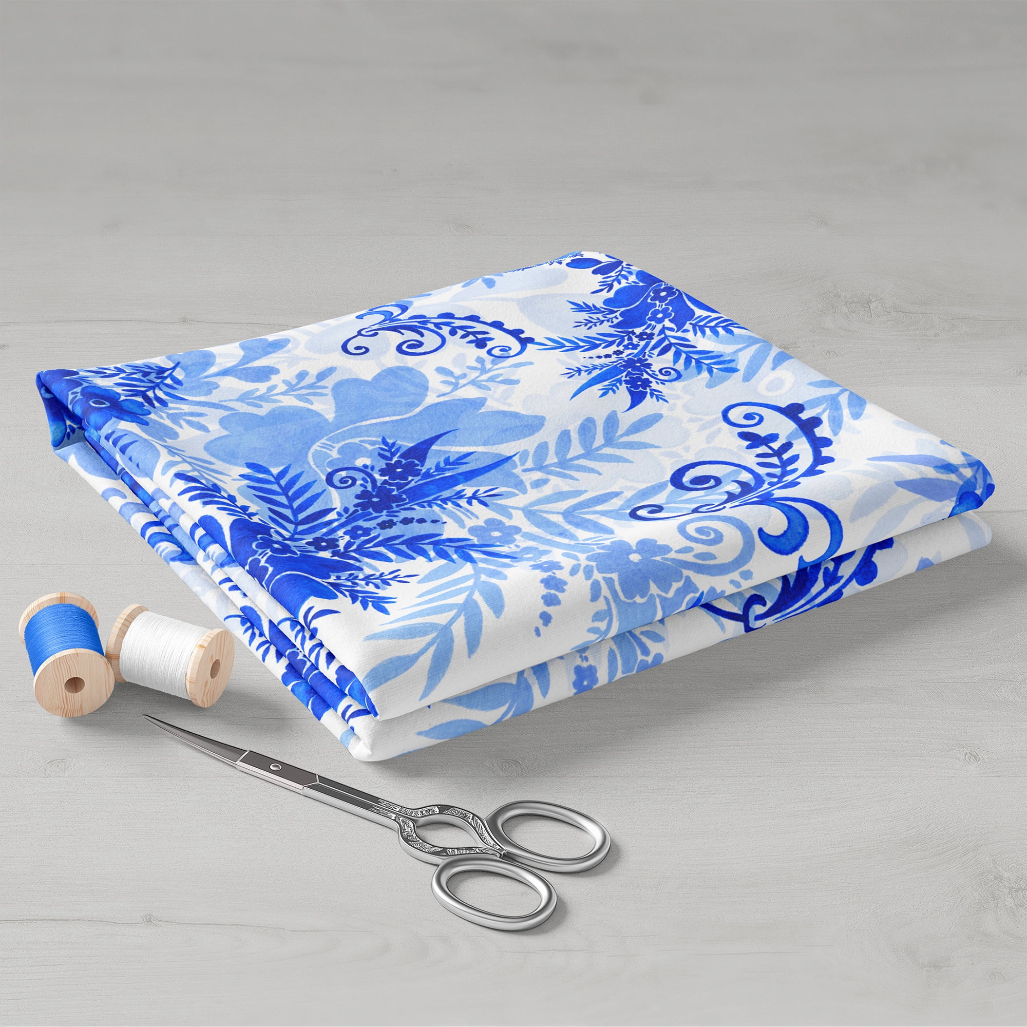 Create It 18"x21" 100% Cotton Floral Precut Sewing & Craft Fabric, Blue 10 Pieces