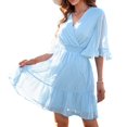 thumbnail image 4 of Vestido Corto Amonsee de Lunares Para Mujer Gasa Mangas Acampanadas Transpirables, 4 of 8