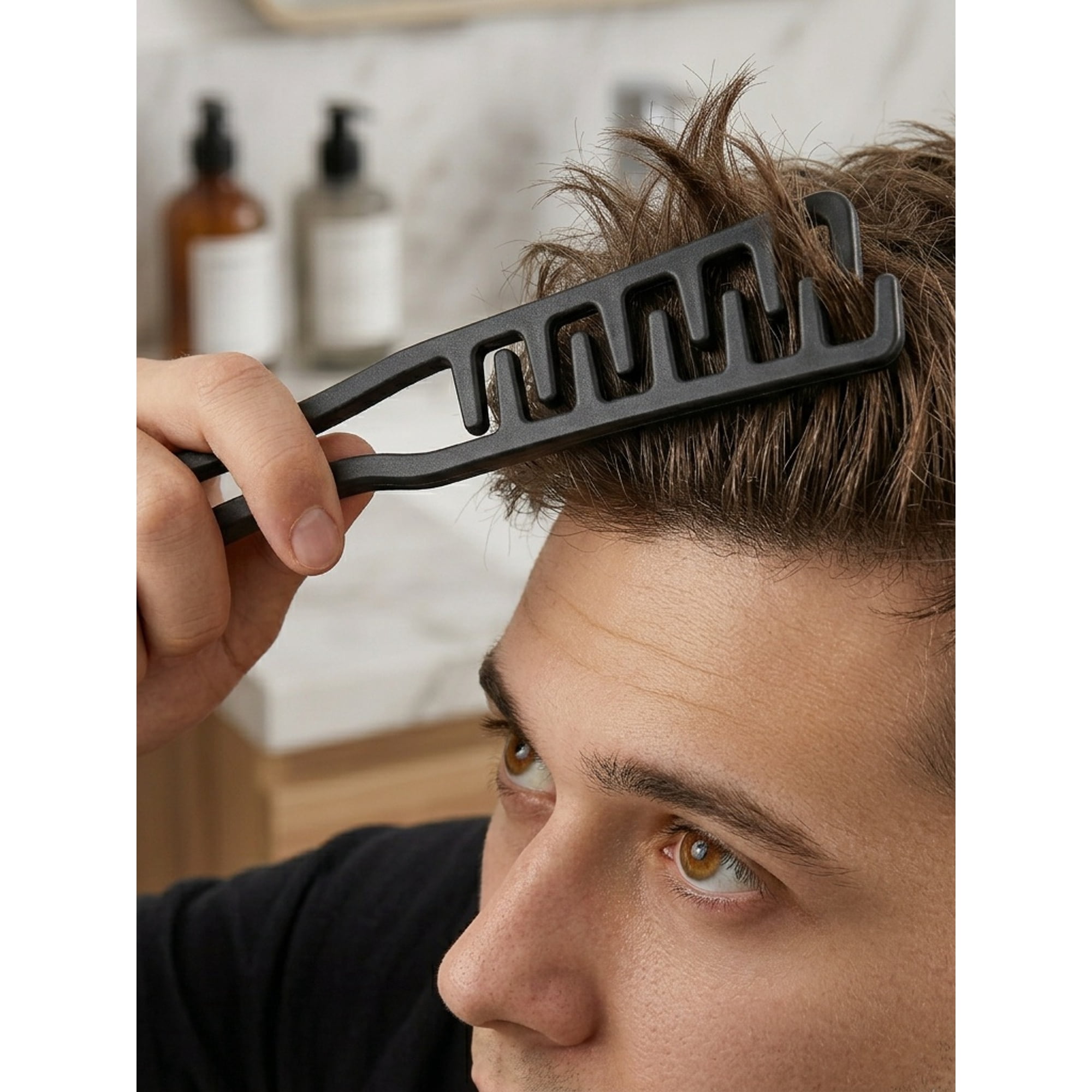 2‑Pcs Men’s Plastic Styling Comb Compact Portable Grooming Tool for Daily Commute Travel Office and Dorm Creates Voluminous High‑Top Hairstyles and Tames Flyaways