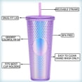 thumbnail image 3 of Vaso mate con tachuelas de 710 ml, con tapa a prueba de fugas y pajita reutilizable, taza de agua, botella de agua de doble pared aislada sin BPA (azul), 3 of 5