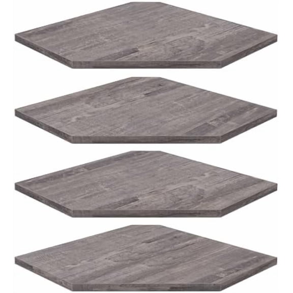 Corner Shelf Wall Mount, Set of 4 Corner Floating Shelves with Cord Hole, Wall Shelf Organizer, Wood Hanging Storage Shelving for Bathroom Bedroom Kitchen, Rustic Grey
