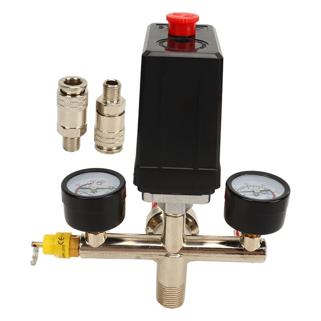 Interruptor de presión del compresor de aire, regulador doble, válvula de control de presión automática, puerto americano, 0-12 BAR, 0-180 PSI