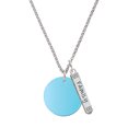 thumbnail image 1 of Delight Jewelry Acrylic 1" Disc Hot Blue Imitation Pearl Silvertone Family Bar Charm Necklace, 23", 1 of 4
