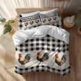 thumbnail image 2 of Farm Animal Queen Size Comforter Set, Rooster Linen Texture Buffalo Plaid Country Bedding for All Seasons, 4 Pcs Bed Set, 1Quiltcover (90"x92") ,1Sheet(94"x116"), 2Pillowcases (30"x20"), 2 of 9