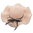 thumbnail image 1 of Sombrero de paja con protección solar para mujer, de 54 a 58 cm, con lazo de lunares y cinta plegable, para verano, para exteriores, playa, grandes aleros, 1 of 5