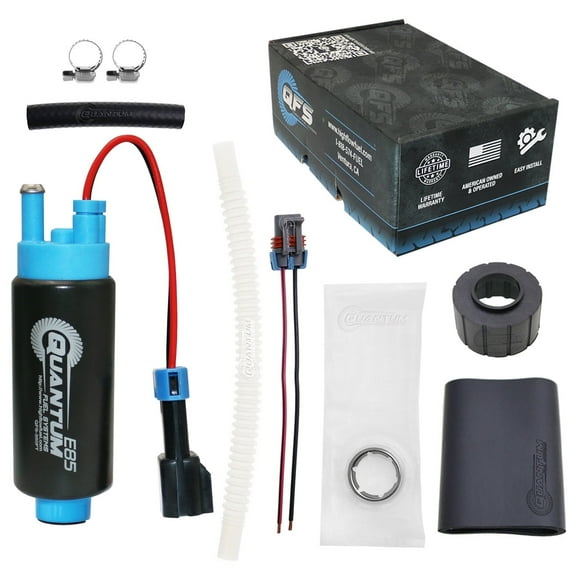 340LPH Fuel Pump w/ Installation Kit - E85-Compatible Automotive Performance, QFS-350FT-510 High Flow Fuel