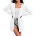 thumbnail image 2 of uublik Jackets for Women Trendy White Outdoor Open Front Casual Long Fall Winter Coat with Pockets, 2 of 5