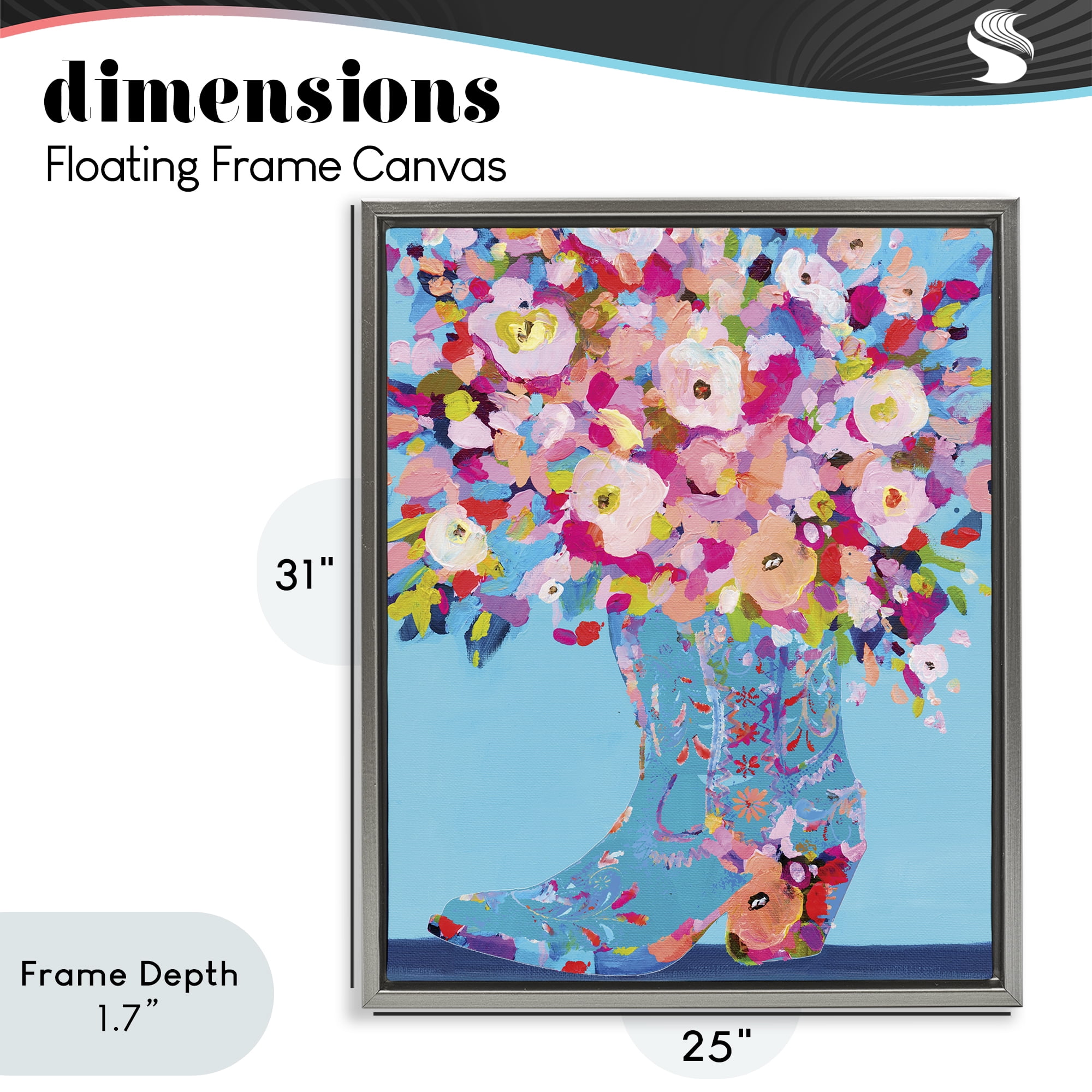 Stupell Industries Cowgirl Dabs of Color Gray Framed Floater Canvas Wall Art, design by Kamdon Kreations