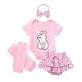 thumbnail image 3 of Easter Outfit for Toddler Short Sleeve Cute Print Bodysuit Tutu Skirts and Headband 4 Pcs Baby Girls Summer Outfit Set 12-18 Months Girl Clothes, 3 of 9