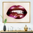 thumbnail image 2 of Designart 'Close-Up Of Purple Female Lips' Modern Framed Canvas Wall Art Print, 2 of 5