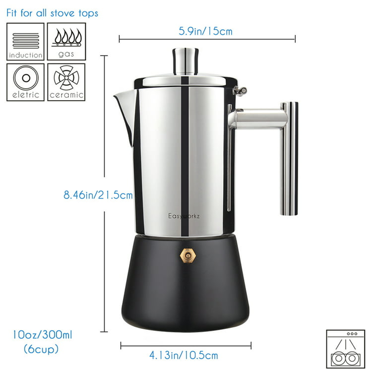 Stovetop Espresso Maker Moka Pot 6 Cups Italian Coffee Maker