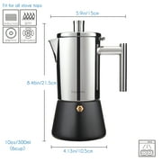 Easyworkz Diego 6 Cup Stovetop Espresso Maker Stainless Steel Italian Coffee Maker Induction Moka Pot Black, 10 oz