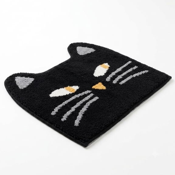 Halloween Cat Doormat, Face-Shaped Fabric Floor Rug, Indoor Home Accent, for Entryway and Bathroom Decor