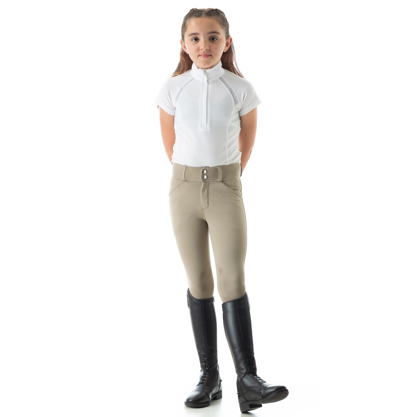Equinavia Lotta Kids Equestrian Show Shirt - Short Sleeved Performance Shirt with Cooling Mesh