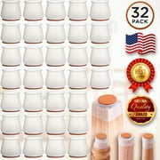 32 Pcs Chair Leg Floor Protectors (Translucent White Silicone), for Hardwood Floors by KapStrom