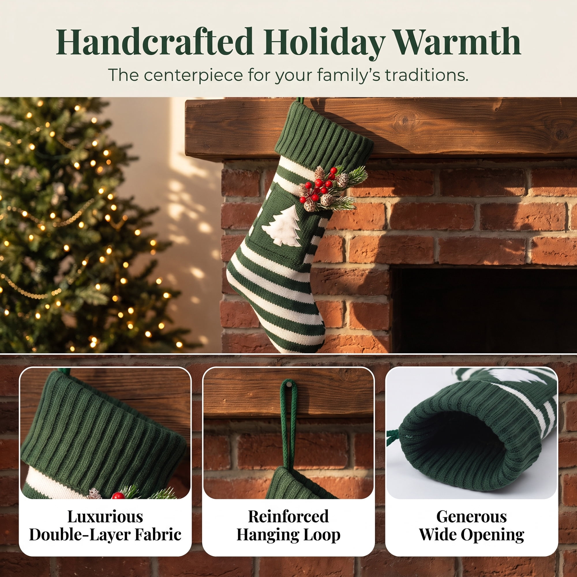 Unique Bargains Festive Christmas Stockings Luxury Cozy Lounge Accents Green Tree 18"