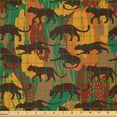 thumbnail image 2 of Ambesonne African Fabric by the Yard Microfiber, Exotic Wildcats Artwork, 10 Yards, Dark Yellow and Burgundy, 2 of 2