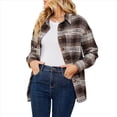 thumbnail image 3 of Abrigo de Lana Holgado con Bolsillos y Larga para Mujer, Estilo Casual de Otoño, A Cuadros Marrón XL, 3 of 9