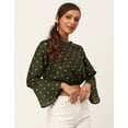 thumbnail image 2 of Moomaya Printed Blouson Top, Long Bell Sleeves Round Neck, Casual Crop Tops, 2 of 9