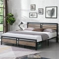 thumbnail image 2 of King Bed Frame with Wood Headboard and Footboard, Industrial Heavy Duty Metal Platform Bed Frame Base King Size Steel Mattress Foundation with Slat Support, Easy Assembly, Noise Free, Light Brown, 2 of 13