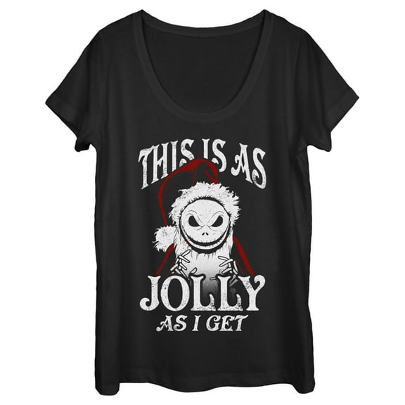 Women's The Nightmare Before Christmas This Is As Jolly as I Get  Scoop Neck Black 2X Large