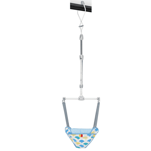 Slevoo Baby Doorway Jumper Baby Bouncer with Bumper, Two Jingle Rattles & Play Tray, Joyful Bubbles