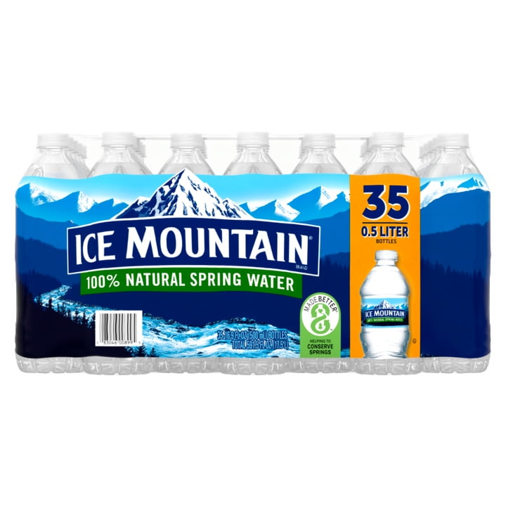 Ice Mountain 100% Natural Spring Water, 16.9 Fl Oz, 35 Count Bottles ...