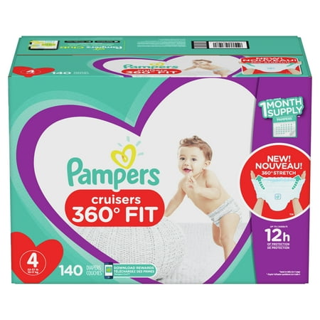 Pampers Cruisers 360 Fit Diapers, Active Comfort, Size 4, 140 Ct