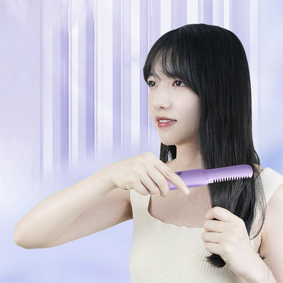 Fiudx Plancha de Pelo Usb, Peine Inalámbrico, Rizador de Pelo con 3 Ajustes de Temperatura, Recargable, Ideal para Viajes y Hogar, Regalo Perfecto.