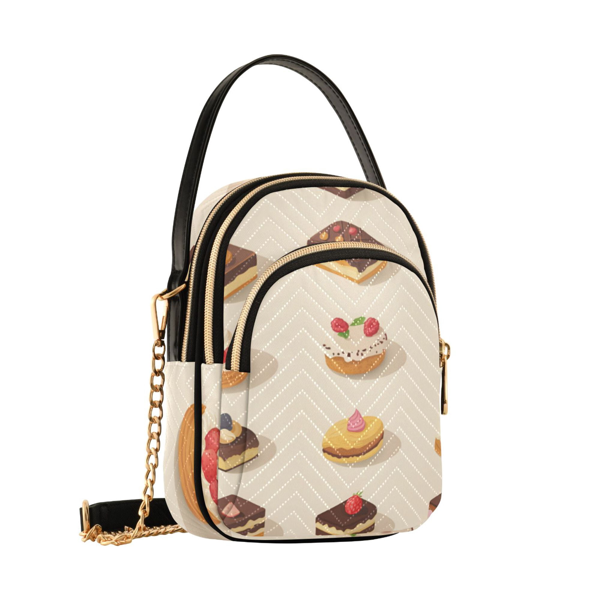 FORMRS Crossbody Bag for Women Quilted Travel Shoulder Cell Phone Purse with Chain Strap Handbag, Red Cakes