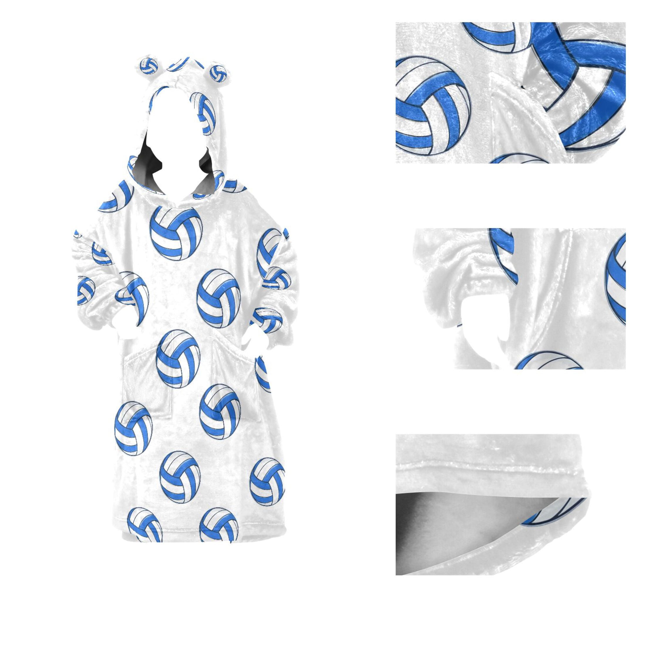 joogoo Wearable Blanket Hoodie Volleyball Blue for Flannel Sherpa Pocket 3-14 YR S