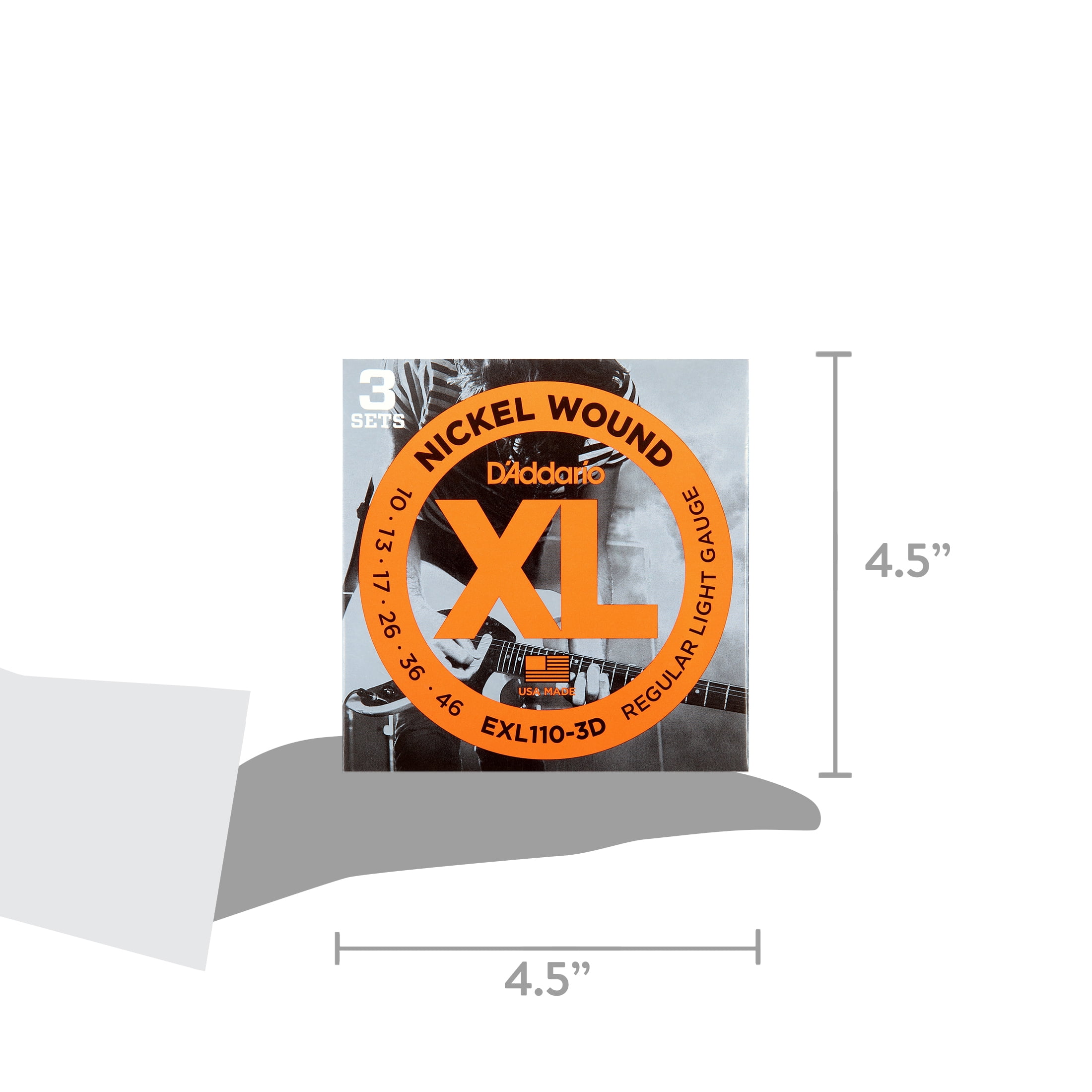 D'Addario EXL110-3D Nickel Wound Electric Guitar Strings, Regular Light, 10-46, 3 Sets