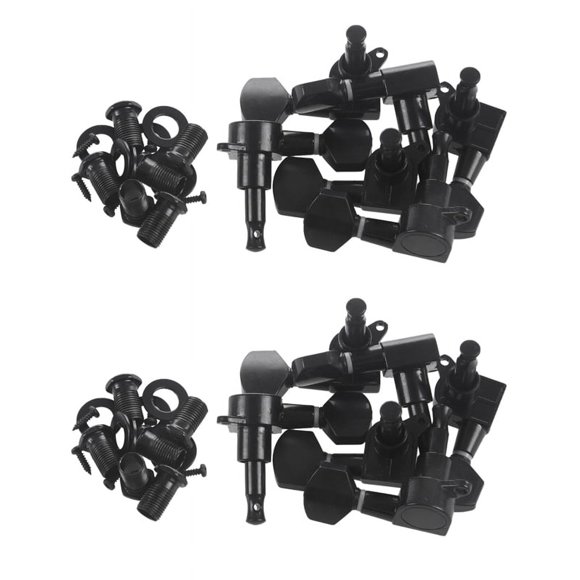 2 juegos Guitarra Sellada Pequeña Clavija Clavijas de Afinación Máquina de Afinadores Cabezales (Negro 6R6L)