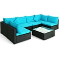 Gymax 7PCS Rattan Patio Conversation Set Sectional Furniture Set w