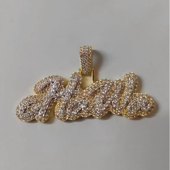 Custom Moissanite Name Pendant, Gold Plated,2.30 ct Moissanite, Sterling Silver, Personalized Jewelry Gift for Men & Women, Gift for Her