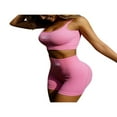 thumbnail image 3 of Women Workout Sets 2 Piece High Waist Shorts Ribbed Cami Crop Top Yoga Gym Tracksuit, 3 of 9